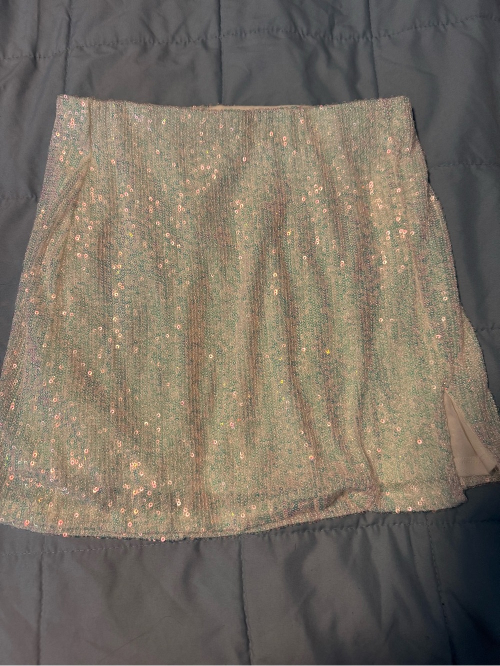 art class Iridescent Sequin Skirt in Pink-Green Sheen
